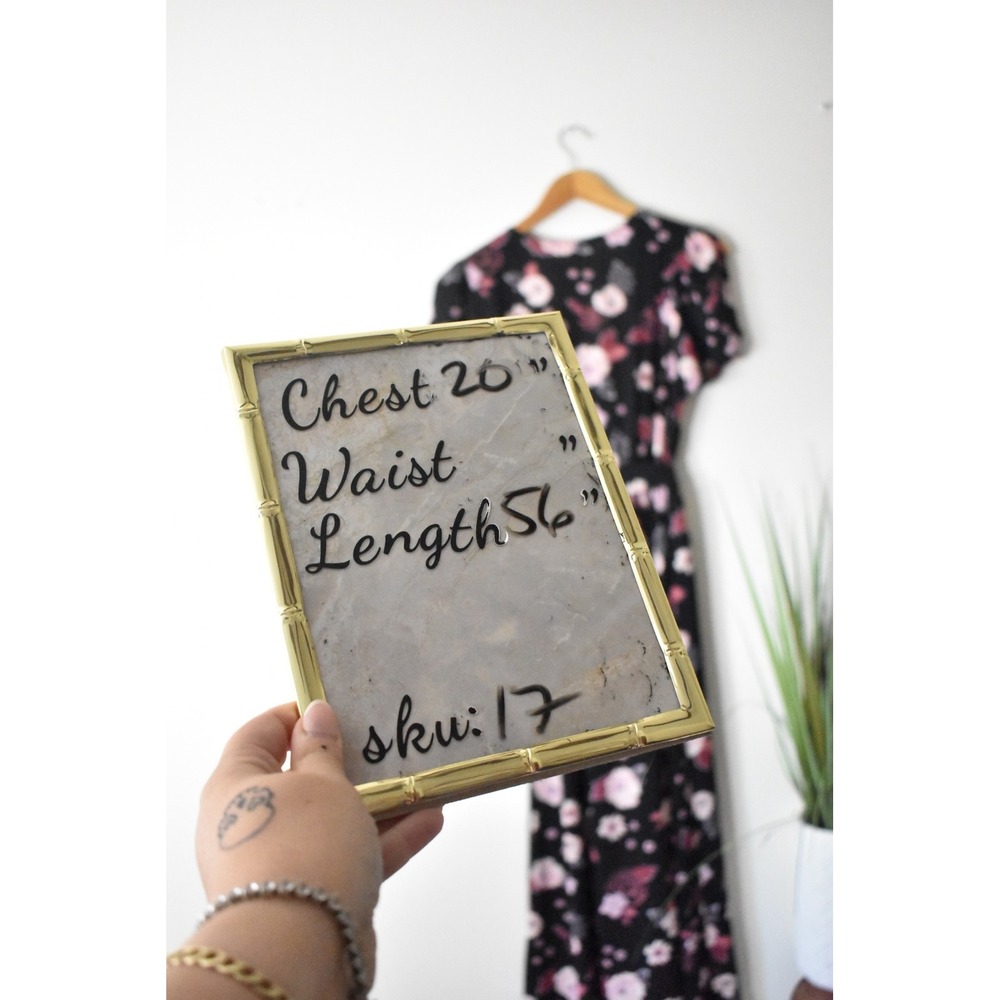Candie's Floral Maxi Romper Women Size M Black Pink Modern Split Overlay Tie - Picture 10 of 10